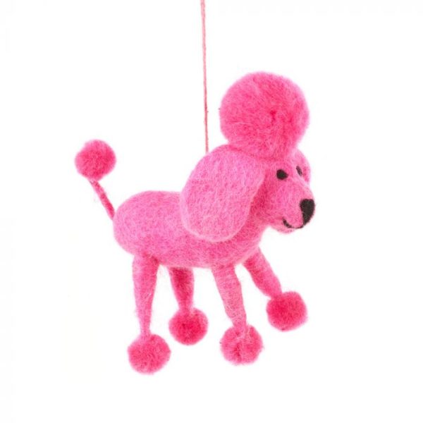 Handmade Biodegradable Felt Hanging Perez the Poodle Dog Decoration