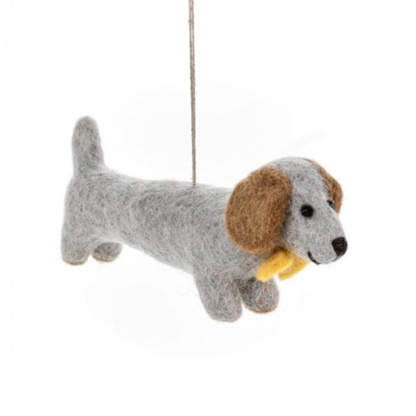 Handmade Felt Dapper Dachshund Hanging Decoration