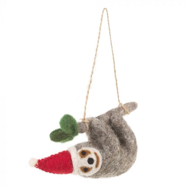 Handmade Felt Biodegradable Christmas Sloth Tree Hanging Decoration