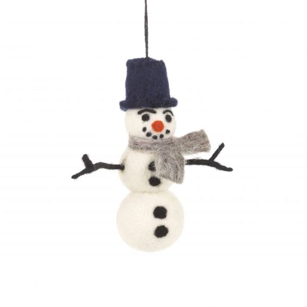 Handmade Felt William Snowman Biodegradable Hanging Decoration