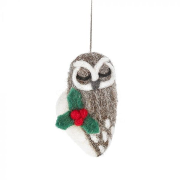 Handmade Felt Carol the Christmas Owl Hanging Decoration