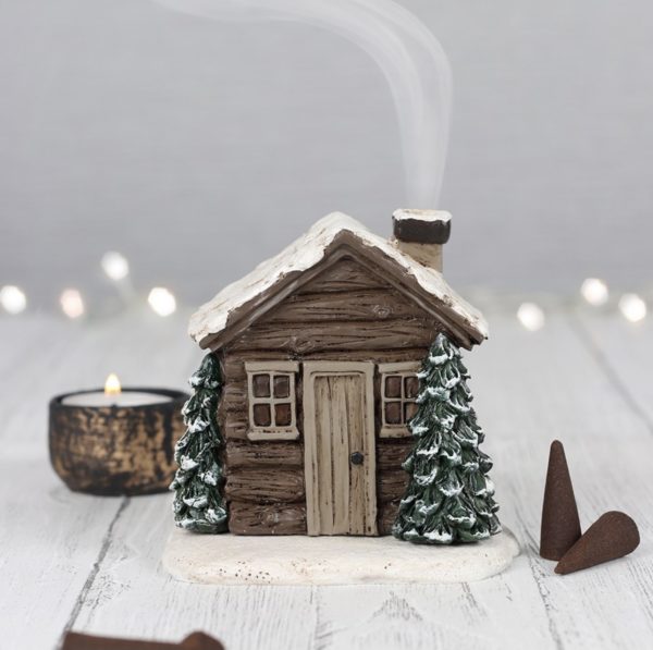 Smoking Log Cabin Incense Cone Burner