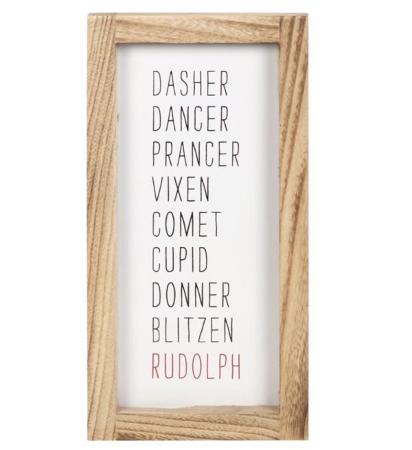 Reindeer Names Wooden Sign