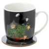 Christmas Tree Cats Mug and Coaster Set