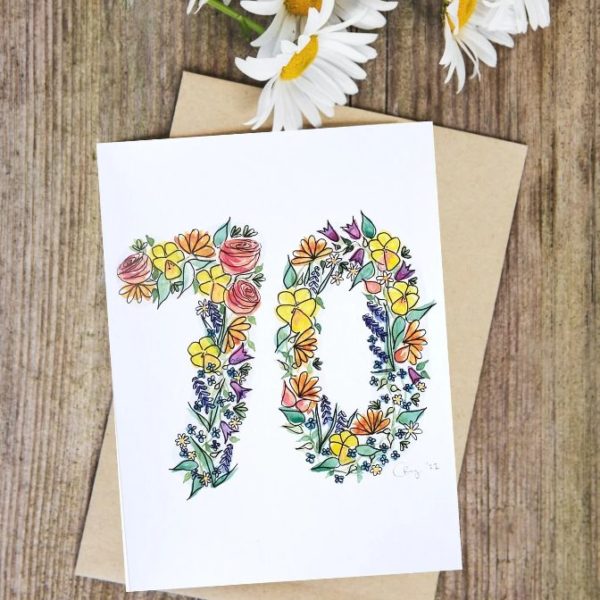 70 | Floral Watercolour 70th Birthday Card