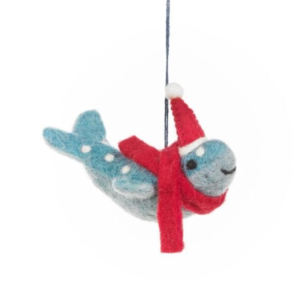 Handmade Felt Christmas Humpback Whale Hanging Sealife Decoration