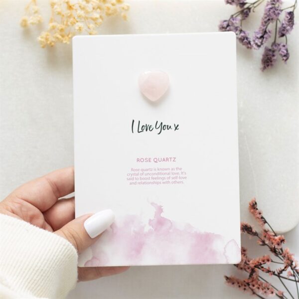 I Love You Rose Quartz Crystal Heart Greeting Card - Image 2