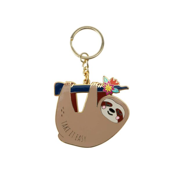 Live Happy 'Take It Easy' Sloth Enamel Keychain