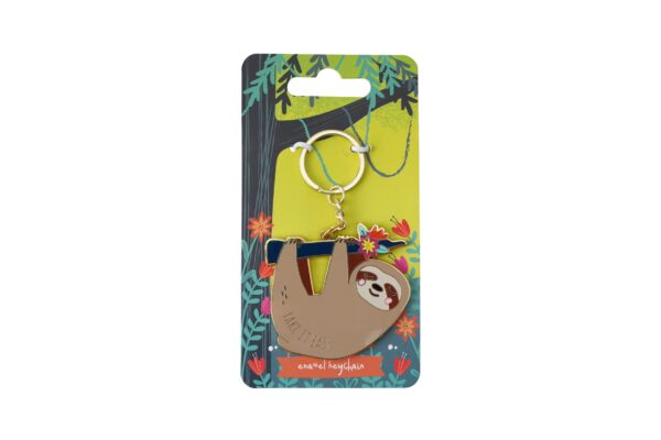 Live Happy 'Take It Easy' Sloth Enamel Keychain - Image 3