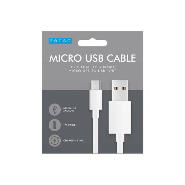 White Micro USB Cable 1m