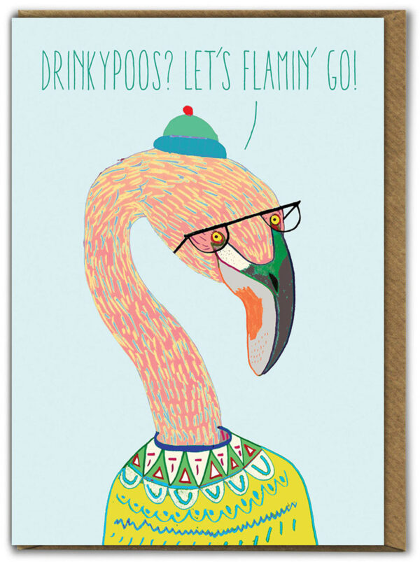 Drinkypoos Flamingo Birthday Card