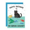 Happy Birthday to My Human Servant Cat Birthday Card