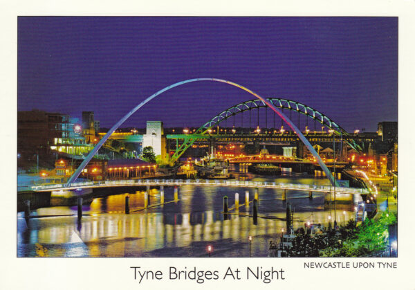 Tyne Bridges At Night Postcard