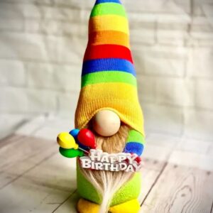 Colourful Handmade Birthday Nordic Gnome with Balloons