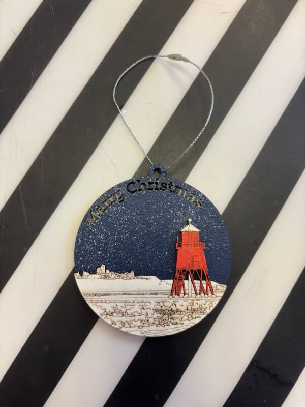 Herd Groyne Lighthouse Wooden Bauble