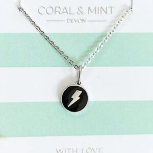 Black Enamel Lightning Necklace
