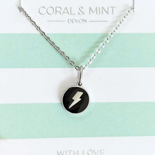 Black Enamel Lightning Necklace