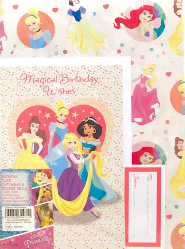 Disney Magical Birthday Card Gift Wrap Set