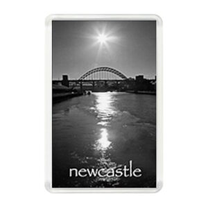 Black and White Portrait Sun in Sky Tyne Bridge Newcastle Magnet