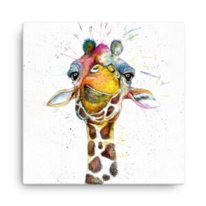 Splatter Rainbow Giraffe Large Canvas Print Katherine Williams