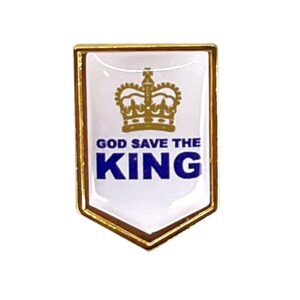 White God Save The King Shield Pin Badge
